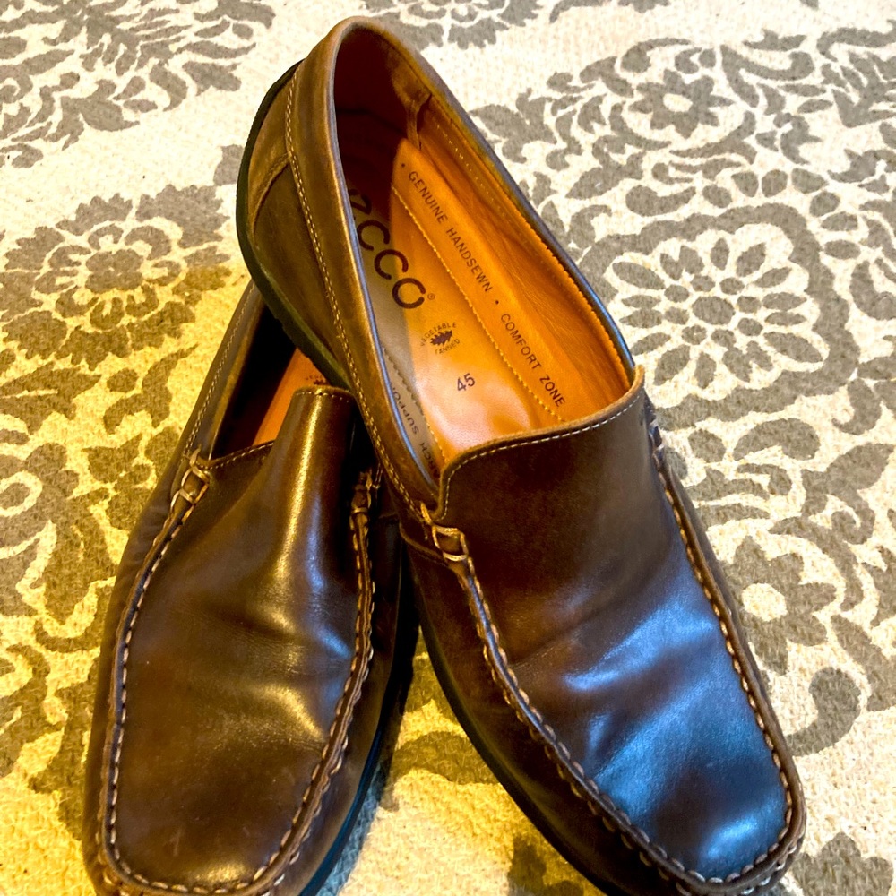 Ecco brown slip on shoes